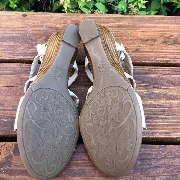Franco Sarto Ivory Cream Leather Wedge Sandals - Picture 5 of 6